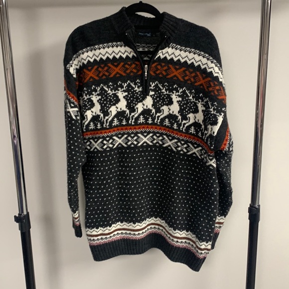 Blue Seven Christmas Sweater Quarter Zip Reindeer Size L - Picture 1 of 5